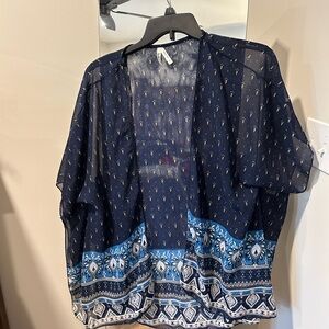 Live 4 Truth Navy Blue Sheer Kimono with Paisley Design